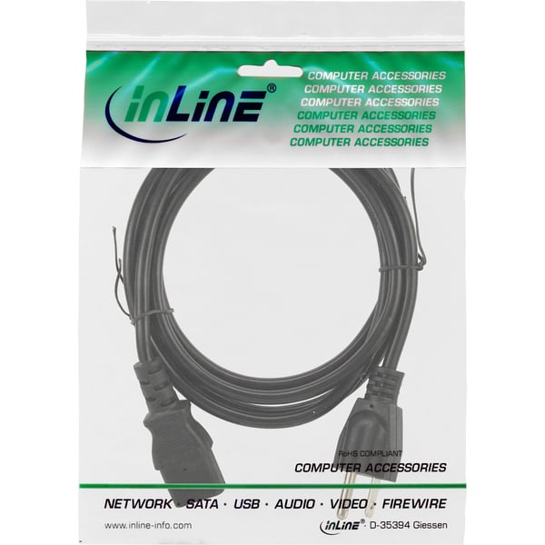 InLine 16651U virtajohto Musta 1 m C13 liitin NEMA 1-15P