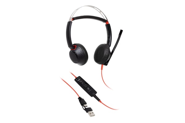 HP Poly Blackwire 5220 Stereo USB-C Headset + 3,5 mm-kontakt + USB-C/A-adapter