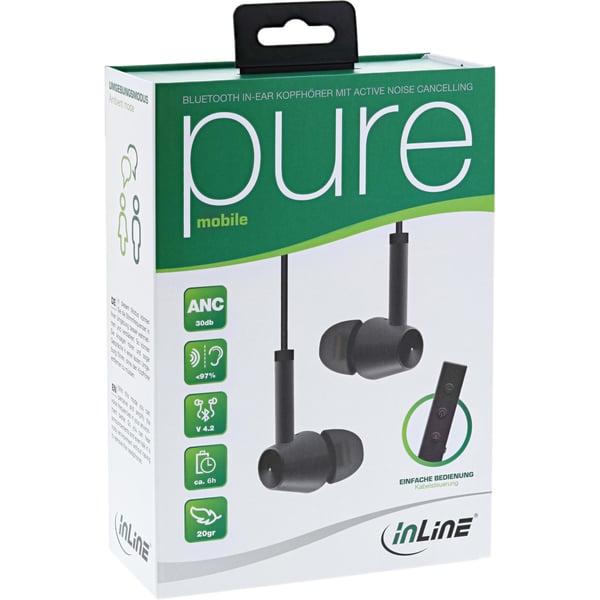 InLine 55356I hörlur och headset Trådlös I öra Samtal/musik Micro-USB Bluetooth Svart