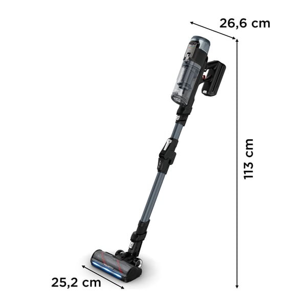 Rowenta X-Force Flex 16.60 RH9C71E0 upprättstående dammsugare och elektrisk sopborste Skaftdammsugare, 2-i-1 Batteri Torr Utan påse Svart, Blå
