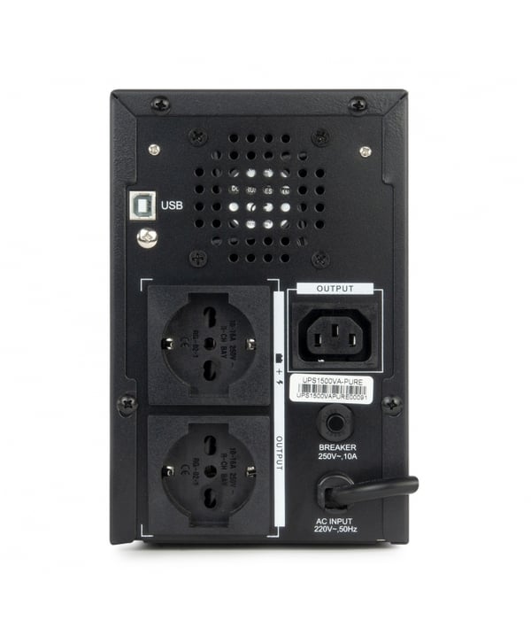 Vultech UPS1500VA-PURE UPS-enhed Interaktivt indgangsstik 1,5 kVA 1200 W 3 AC stikkontakt(er)