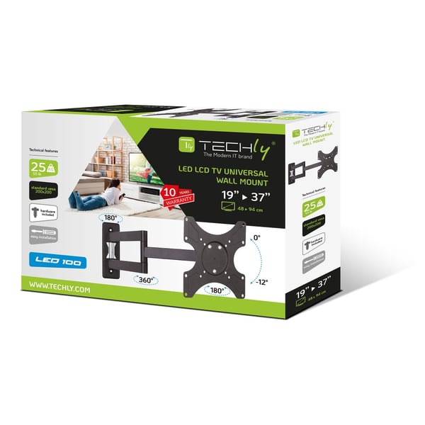 Techly ICA-LCD 2903 tv-fäste 94 cm (37") Svart