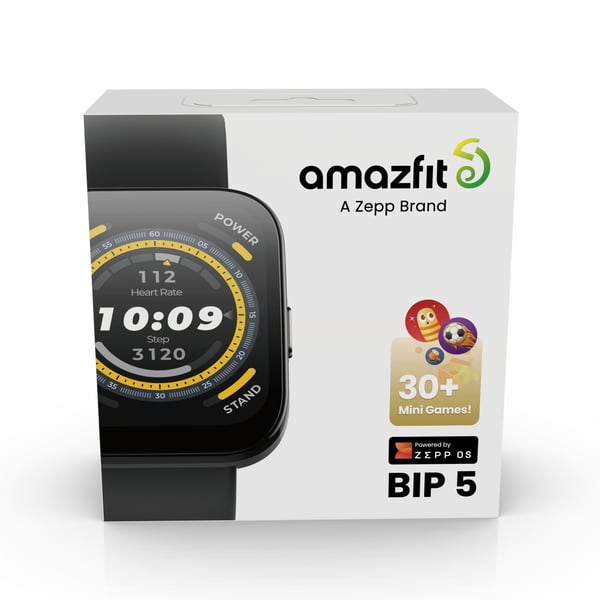 Amazfit Bip 5 4,85 cm (1.91") LCD 38 mm Digitaalinen 320 x 380 pikseliä Kosketusnäyttö Musta GPS (satelliitti)