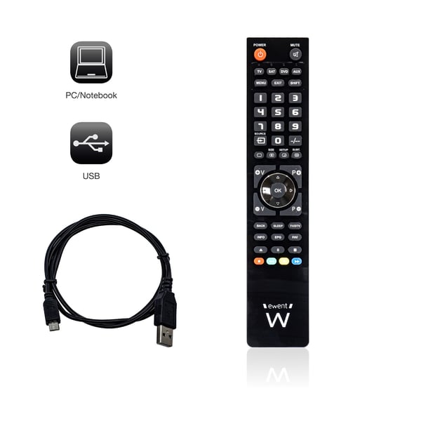 Ewent EW1570 fjernbetjening DTT, DVD/Blu-ray, Projektør, SAT, STB, Soundbar højttaler, TV, Universel, VCR Tryk på knapper