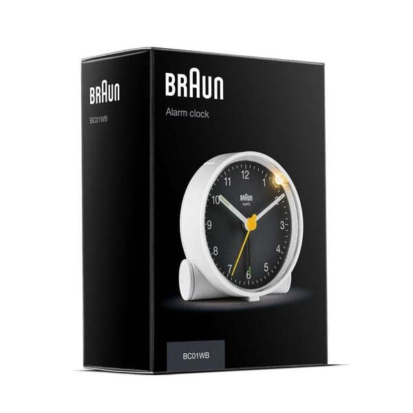Braun BC01WB Quartz alarmur Sort, Hvid