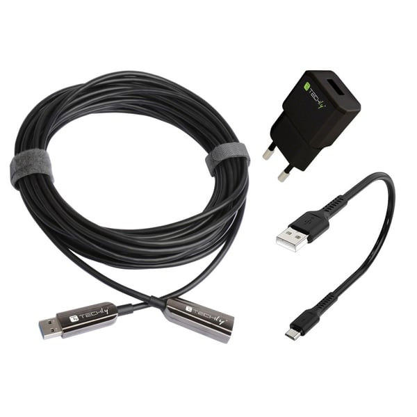 Techly ICOC U3AMF-HY-020 USB-kaapeli USB 3.2 Gen 1 (3.1 Gen 1) 20 m USB A 5 Gbit/s Musta