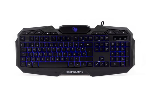 Deep Gaming DG-KTRAA-10 tastatur Mus inkluderet Spil USB QWERTY Spansk Sort