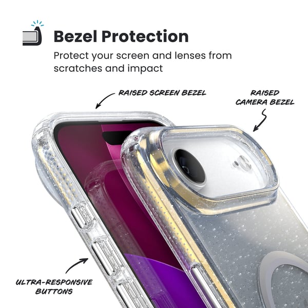 Speck Presidio Lux MagSafe - iPhone Air Cover (Hyper Mirror Glitter / Sølv Metallic)