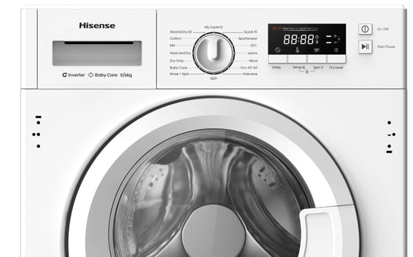 Hisense WD3M841BWIES vaskemaskine - tørretumbler Indbygget Front-læsning Hvid