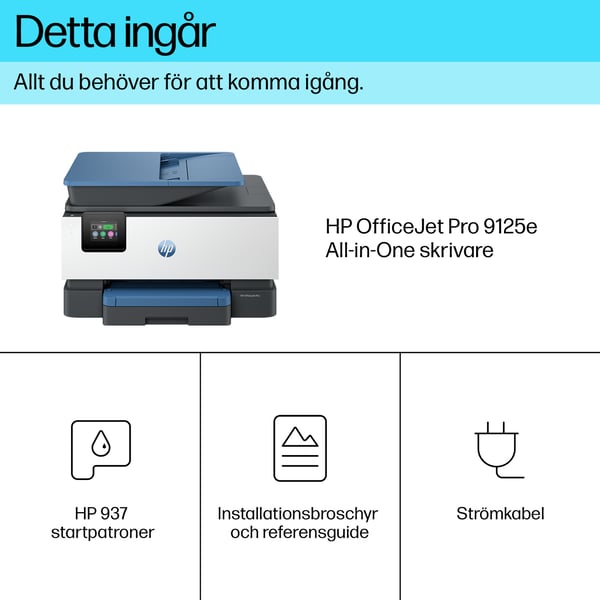 HP OfficeJet Pro 9125e Trådlöst All-in-One Färg Skrivare, Instant Ink; Dubbelsidig utskrift
