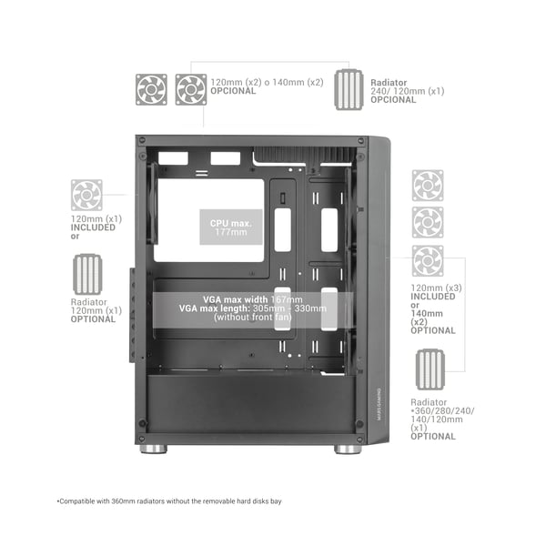 Mars Gaming MC-3000 Midi Tower Svart