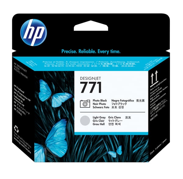 HP 771 - Vaaleanharmaa, valokuvamusta - Tulostuspää