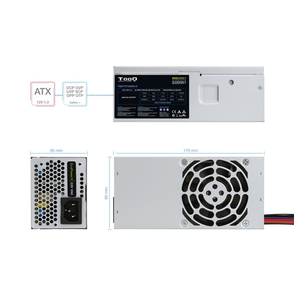 TooQ Ecopower II TFX OEM strömförsörjningsenheter 500 W 20+4 pin ATX Silver