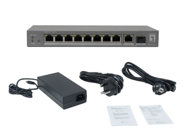 LevelOne GEP-1011 verkkokytkin Hallitsematon L2 Gigabit Ethernet (10/100/1000) Power over Ethernet -tuki Työpöytä-/seinäkiinnitys Harmaa