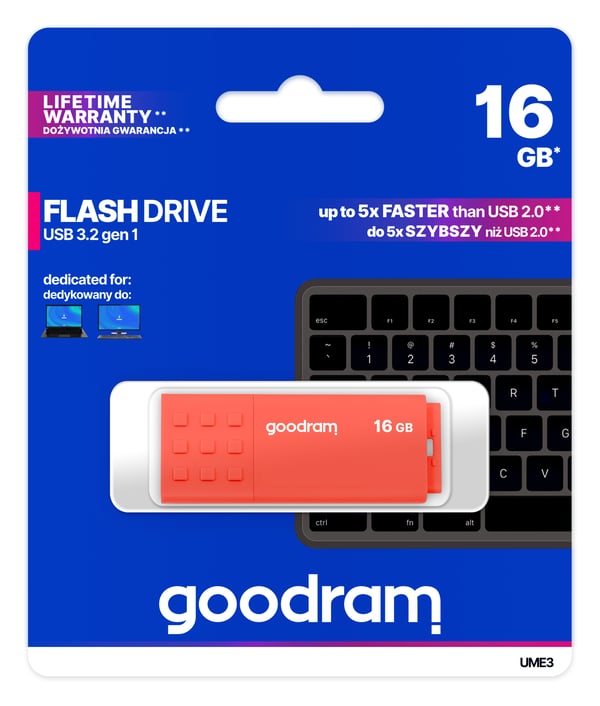 Goodram UME3 USB-muisti 16 GB USB A-tyyppi 3.2 Gen 1 (3.1 Gen 1) Oranssi