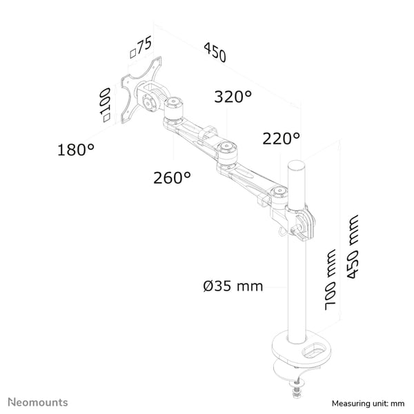 Neomounts FPMA-D935G fäste och ställ till bildskärm 76,2 cm (30") Bord Silver