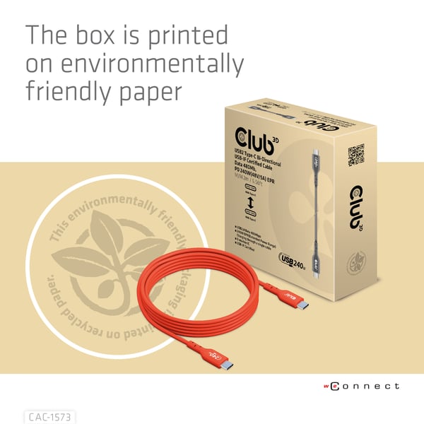 CLUB3D CAC-1573 USB-kaapeli USB 2.0 2 m USB C 0,48 Gbit/s 240 W Punainen