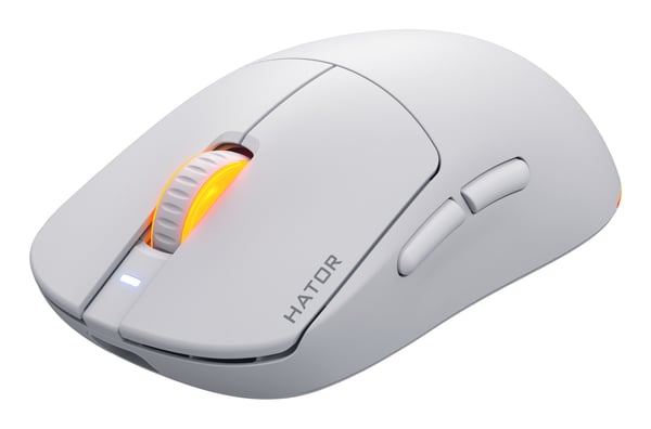HATOR Quasar 3 Wireless pelihiiri, 2.4 GHz + Bluetooth + USB, Optical Yellow 100M Switches, PixArt PAW3311, RGB, Web SyncHUB™, Valkoinen