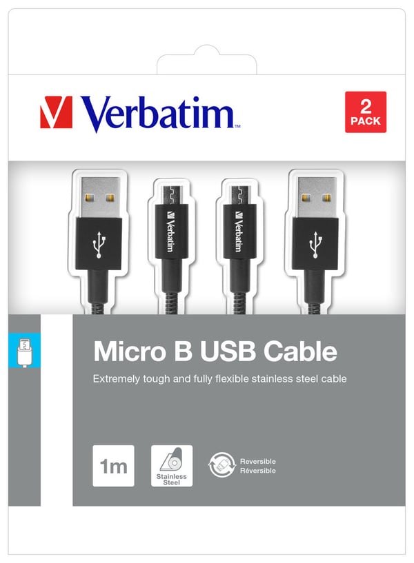 Verbatim 48874 USB-kabel USB 3.2 Gen 1 (3.1 Gen 1) 1 m Micro-USB A USB A Sort