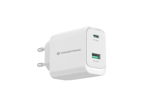 Conceptronic ALTHEA20W45 oplader til mobil enhed Universel Hvid Vekselstrøm Hurtig opladning Indendørs