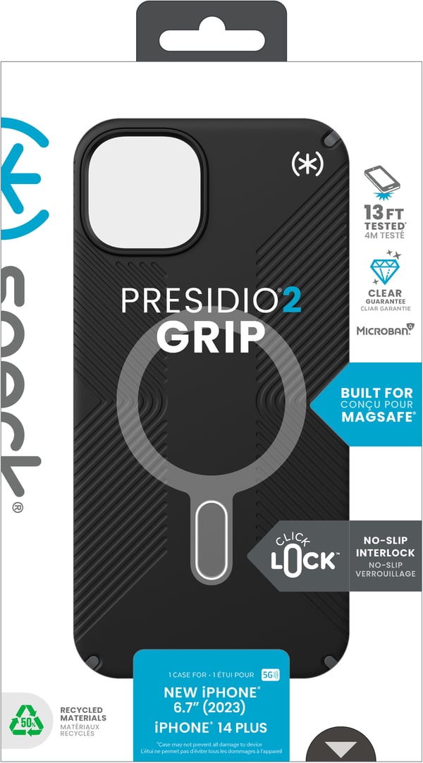 Speck Presidio2 Grip matkapuhelimen suojakotelo 17 cm (6.7") Suojus Musta