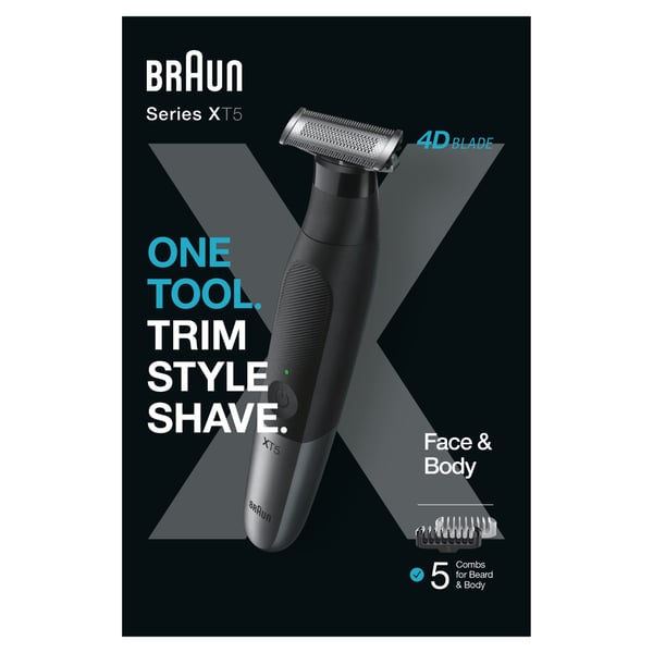 Braun XT5100 Batteri 5 mm Våd og tør Sort, Grå