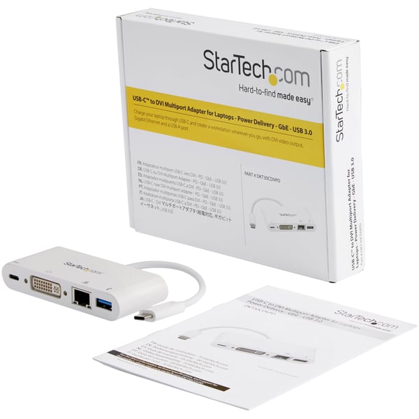 StarTech.com DKT30CDVPD kannettavien tietokoneiden telakka ja porttitoistin Langallinen USB 3.2 Gen 1 (3.1 Gen 1) Type-C Valkoinen