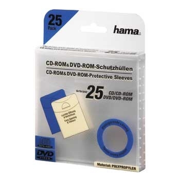 Hama CD/DVD Protective Sleeves, Pack of 25 25 diske Transparent