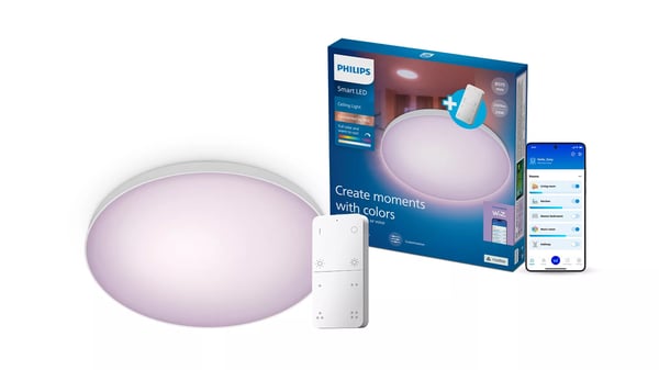 Philips Rund loftslampe med fjernbetjening, RGB, 2600 lm