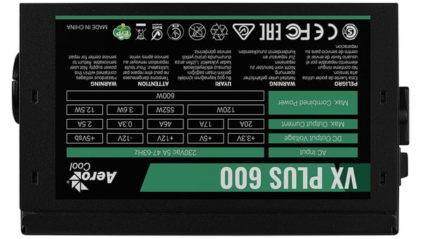 Aerocool VX PLUS 600 enhed til strømforsyning 600 W 20+4 pin ATX ATX Sort