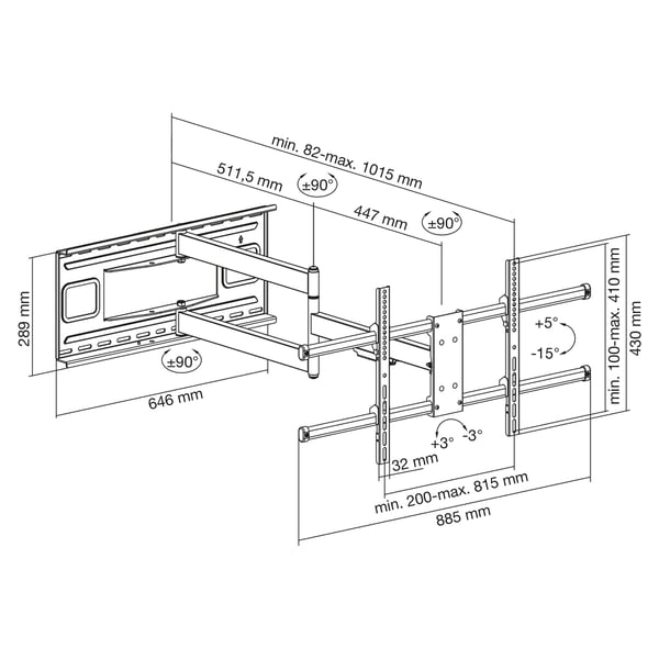 InLine 23130A tv-fäste 109,2 cm (43") Svart