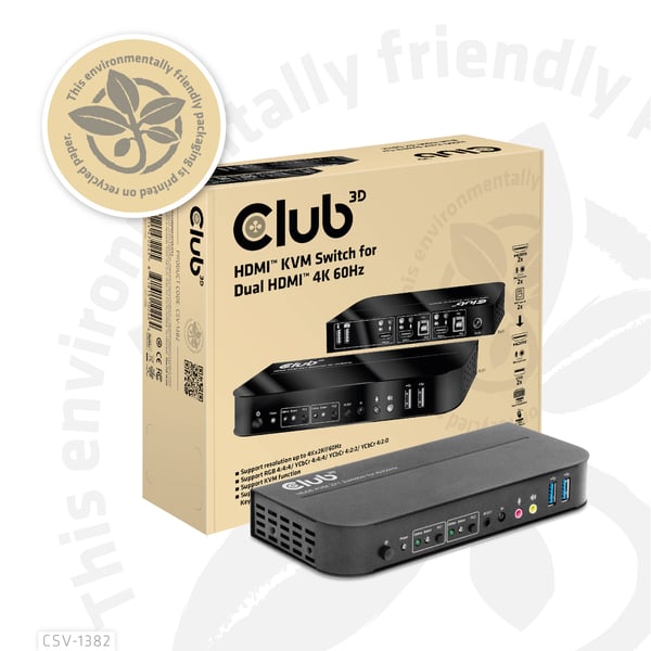 CLUB3D CSV-1382 KVM-switchar Svart