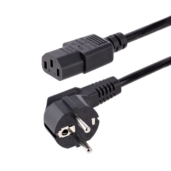 StarTech.com 1 m C13 Strömkabel, EU Schuko till C13, 10A 250V, Nätkabel - Strömkabel - power CEE 7/7