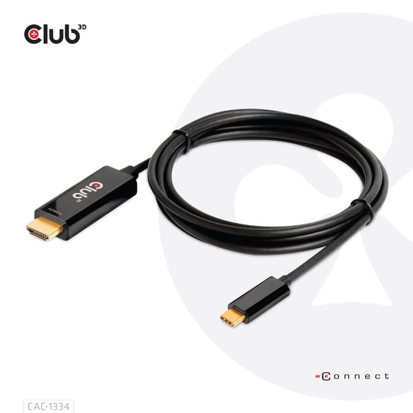 CLUB3D CAC-1334 videokabeladapter 1,8 m HDMI Typ A (standard) USB Type-C Svart