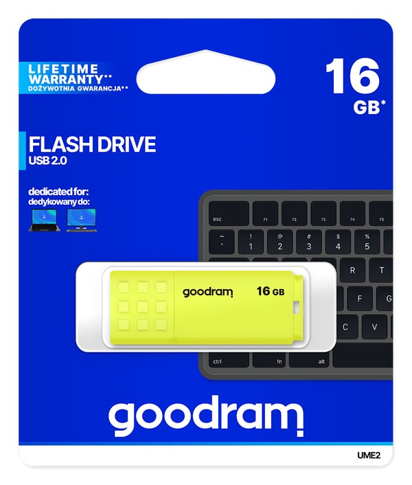 Goodram UME2 USB-muisti 16 GB USB A-tyyppi 2.0 Keltainen