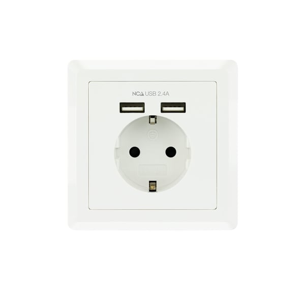 Nanocable 10.35.0010 stikkontakt CEE 7/3 + USB Hvid