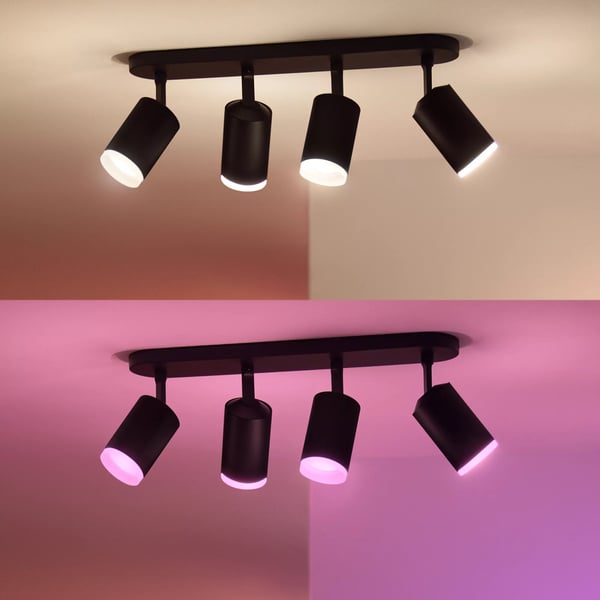 Philips Hue White and Color ambiance Fugato kohdevalaisin neljällä spotilla
