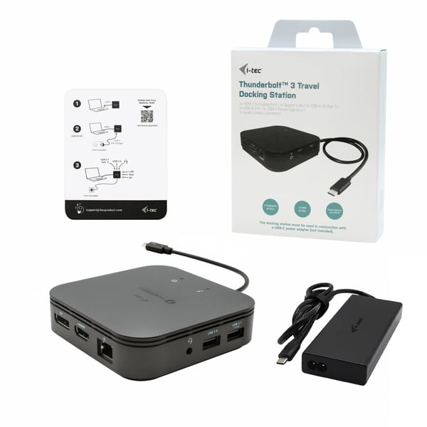 i-tec TB3TRAVELDOCKPD60W dockningsstationer för bärbara datorer Kabel Thunderbolt 3 Svart