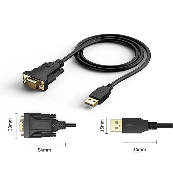 Techly IDATA USB2-SER-1A seriella kablar Svart 1,5 m USB Type-A DB-9