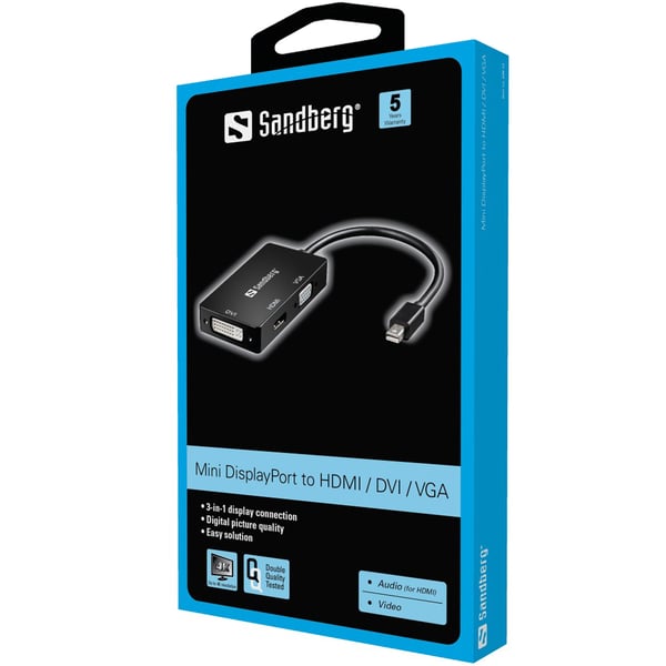Sandberg Adapter MiniDP>HDMI+DVI+VGA