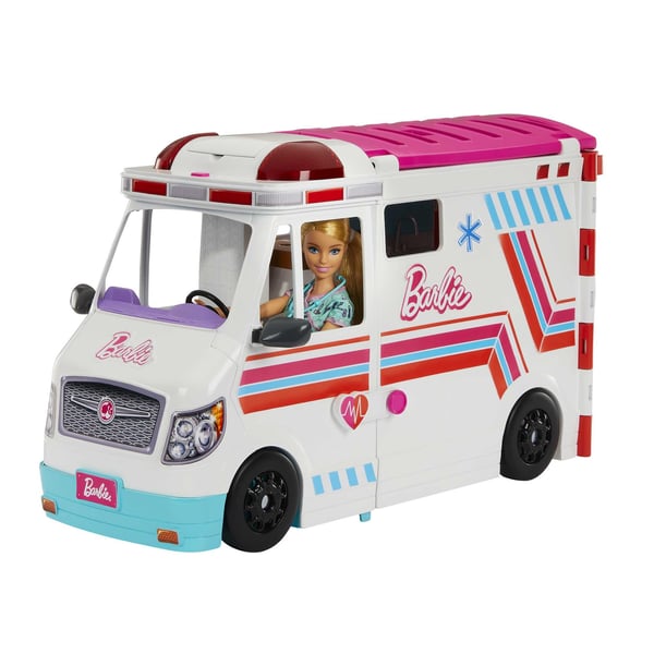 Barbie Barbie-legetøj, transformerende ambulance- og kliniklegesæt, over 20 stk. tilbehør, sygeplejeklinik