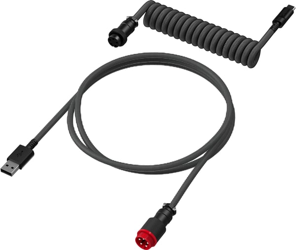 HyperX USB-C – spiralformad kabel – grå-svart