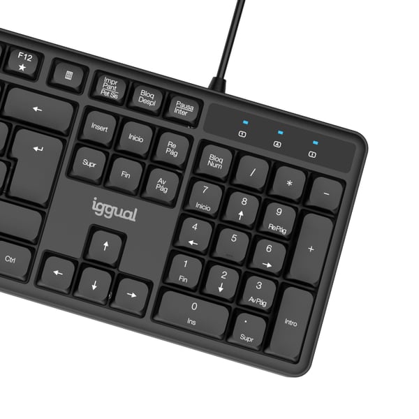 iggual CK-SILENT-105T tastatur Hjemme/kontor USB QWERTY Spansk Sort