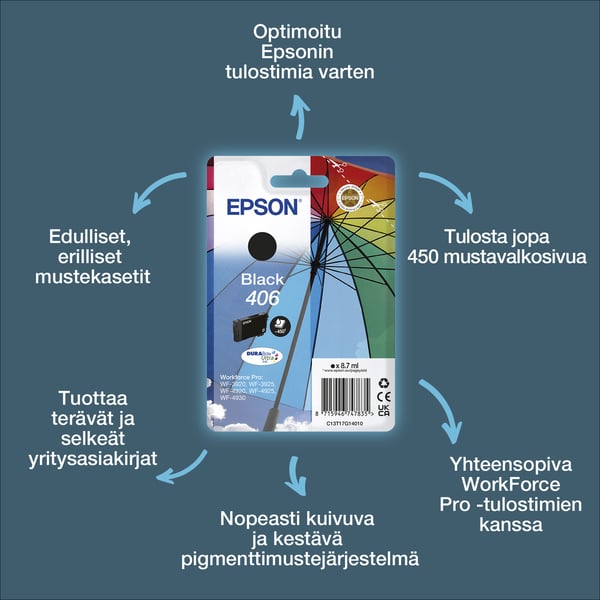 Epson Yksittäispakkaus, musta 406 sateenvarjo DURABrite Ultra -muste
