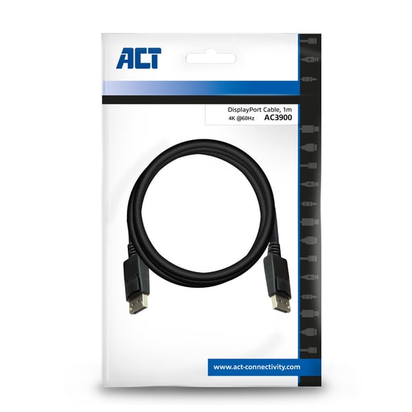 ACT AC3900 DisplayPort kabel 1 m Sort