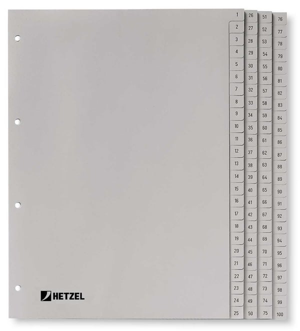 Rexel 721311 hakemisto Numeroitu välilehtihakemisto Polypropeeni (PP) Harmaa
