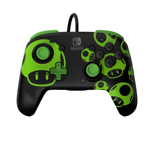 PDP REMATCH: 1-Up Glow in the Dark Svart, Grön USB Spelplatta Analog / Digital Nintendo Switch, Nintendo Switch OLED
