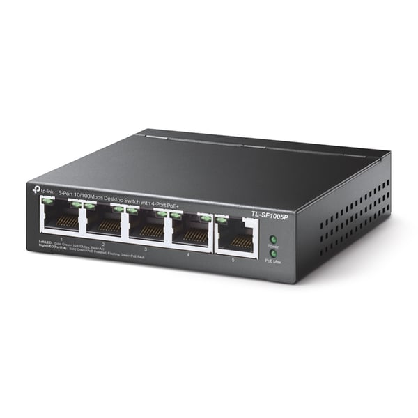 TP-Link TL-SF1005P Hallitsematon Fast Ethernet (10/100) Power over Ethernet -tuki Musta