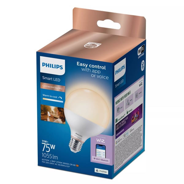 Philips Smart LED G95 pære, E27 fatning, 1055lm