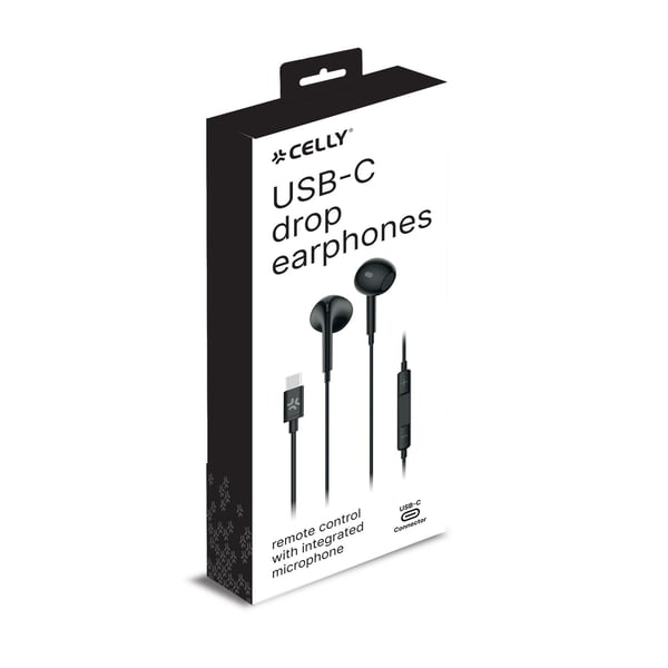 Celly UP1300TYPECBK kuulokkeet ja kuulokemikrofoni Langallinen In-ear Puhelut/Musiikki USB Type-C Musta